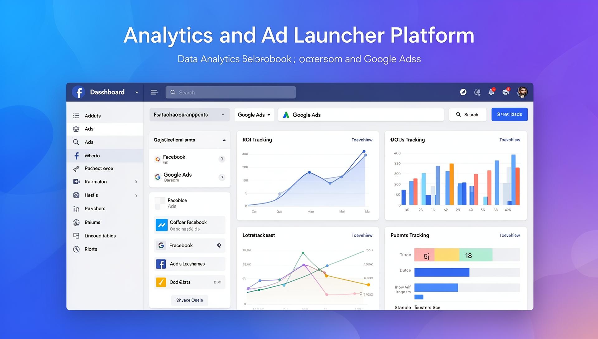Bharat Funnels analytics and ad launcher dashboard showing campaign performance, conversion tracking, and ROI reporting