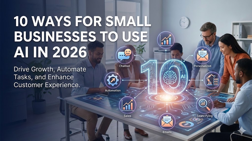 Featured image for article: 10 Ways for Small Businesses To Use AI in 2026